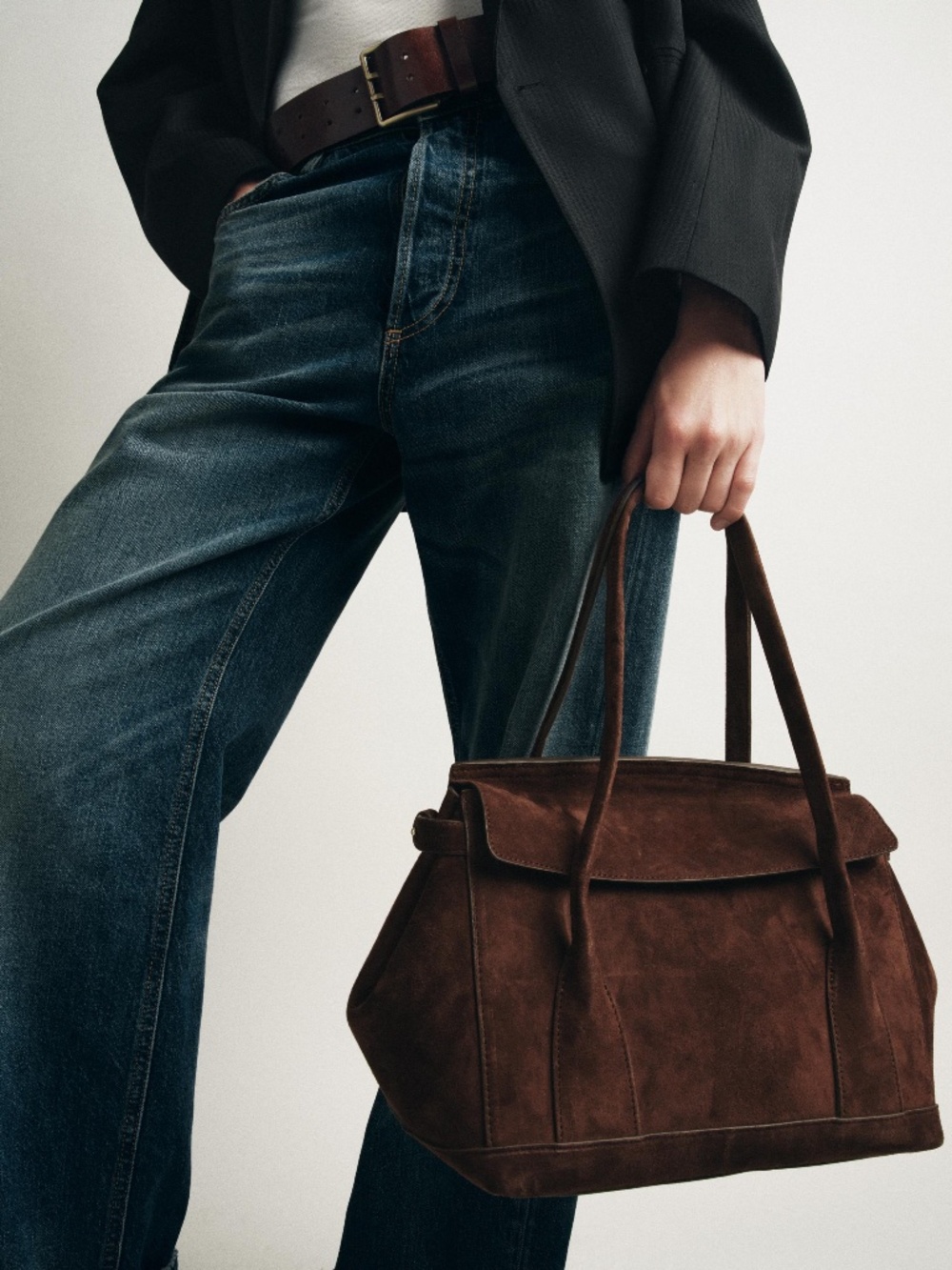 Zara Split Suede Leather City Bag